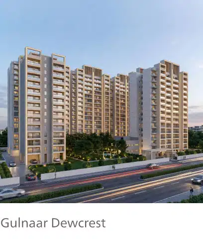 Gulnaar Dewcrest premium 4+1 BHK apartments in Zirakpur with landscaped courtyard, clubhouse and contemporary tower design