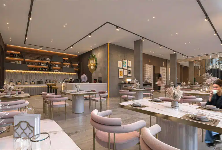 Gulnaar Zenium residents club cafe interior in Zirakpur